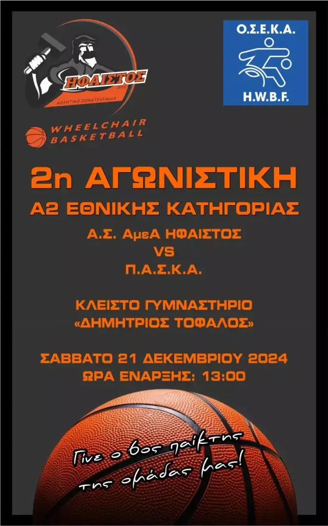 δεύτερη αγωνιστική μπάσκετ με αμαξίδιο

